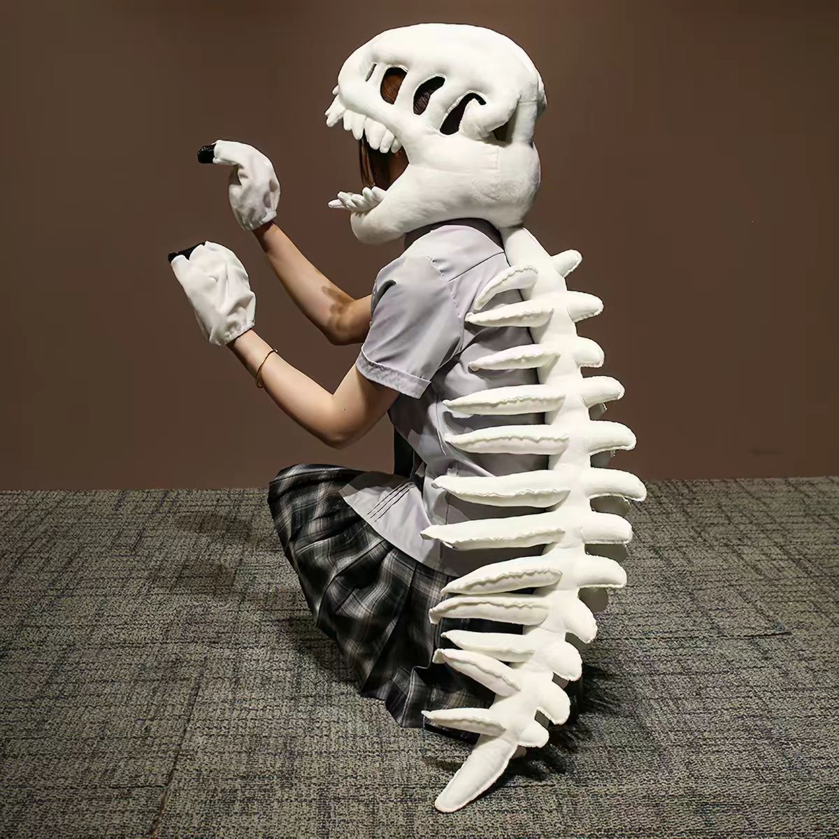 Dinosaur Skeleton Plush Headgear Cosplay Prop