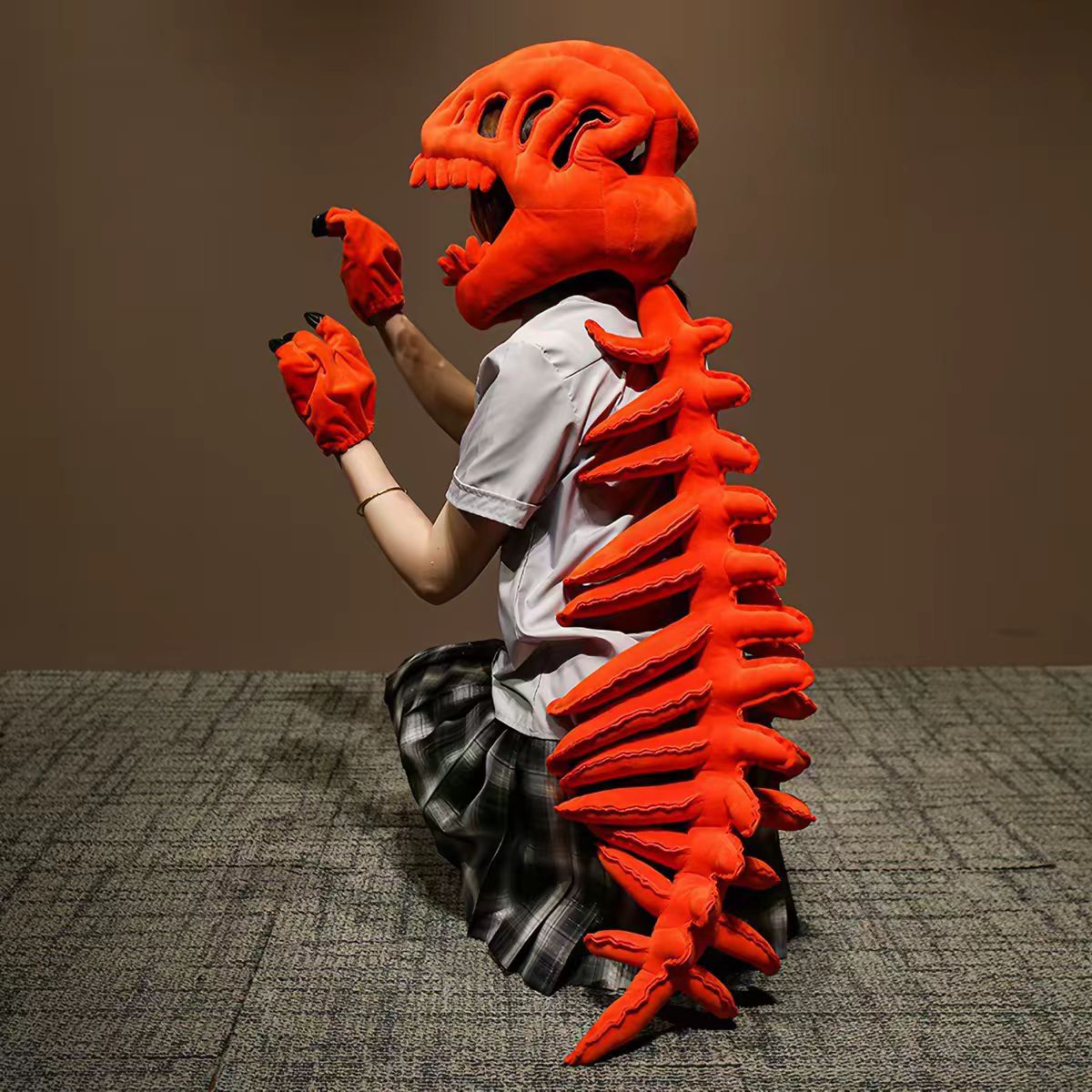 Dinosaur Skeleton Plush Headgear Cosplay Prop