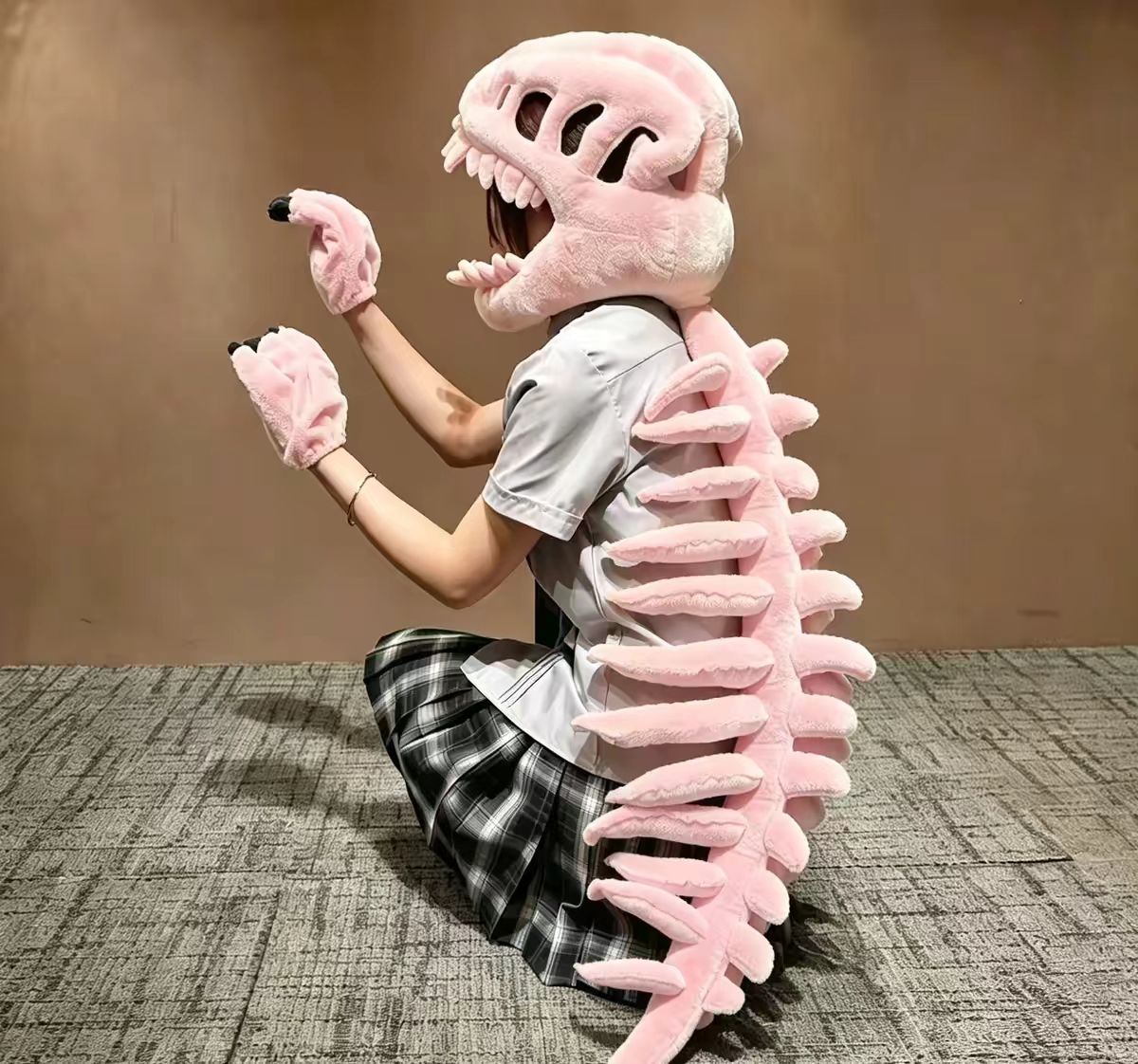 Dinosaur Skeleton Plush Headgear Cosplay Prop