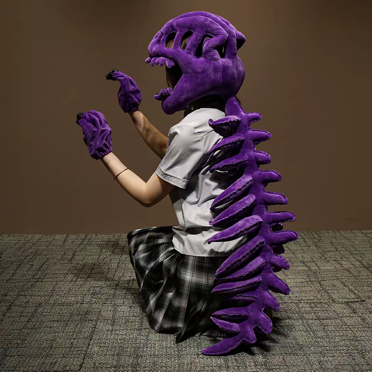 Dinosaur Skeleton Plush Headgear Cosplay Prop