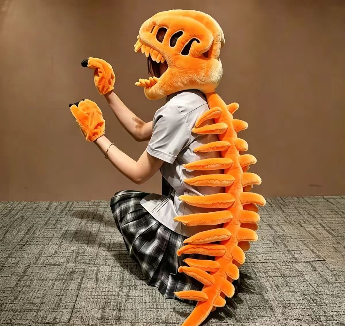 Dinosaur Skeleton Plush Headgear Cosplay Prop